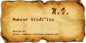 Mahrer Vitális névjegykártya